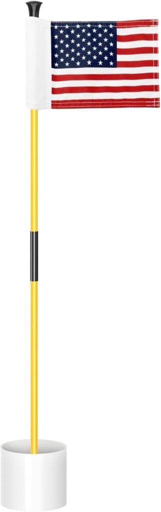 KINGTOP Golf Flagstick Mini, Practice Putting Green Flags for Yard, All 3 Feet, Golf Pin Flag Hole Cup Combo Kit, Fiberglass Portable 2-Section Design, Double-Side American Flag